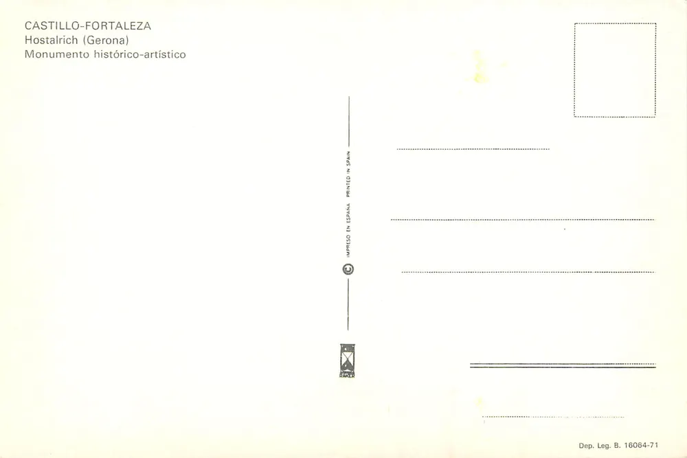 Unteres Speisezimmer — Castillo-Fortaleza de Hostalrich (Gérone) — Impr. Spanien - Rückseite