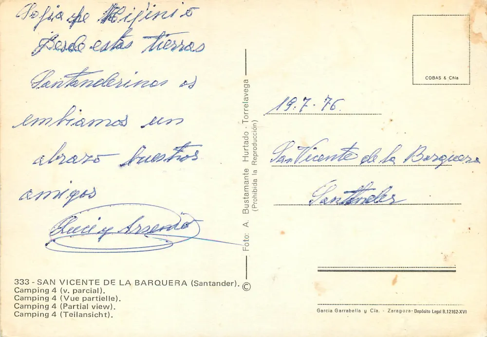 San Vicente de la Barquera — Camping 4 (Teilansicht) — Garcia Garrabell y Cía. - Rückseite