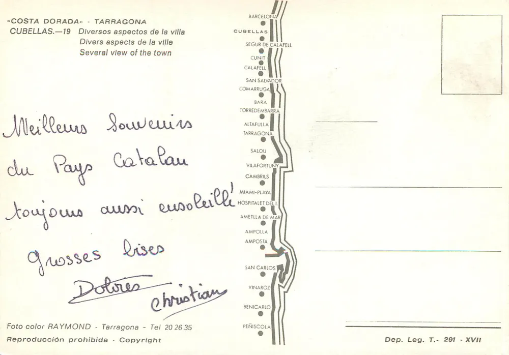 Cubellas — Divers aspectos da cidade — Foto colorida RAYMOND, Tarragone - Verso