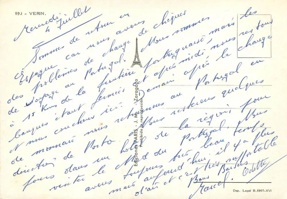 Verín — cidade fortificada e rua animada — Edições J. M. Zaragoza, n° 893 - Verso
