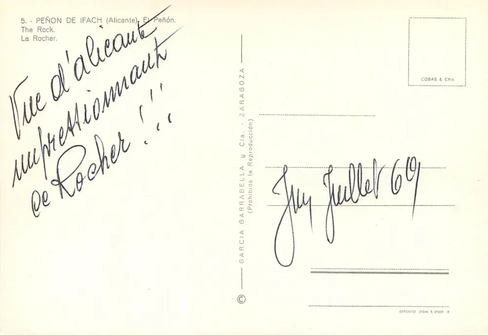 Peñón de Ifach (Alicante) — Le Rocher — éditeur Garcia Garrabella & Cía, n°5 - Verso