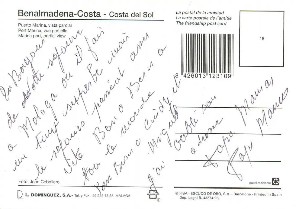 Benalmadena-Costa — Puerto Marina — Verleger L. DOMINGUEZ, S.A. - Rückseite