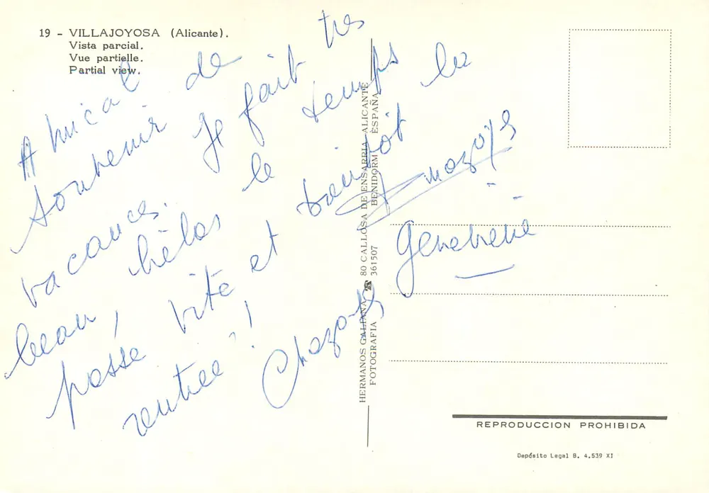 Villajoyosa — vue partielle — Hermanos Gallardo, série 19 - Verso