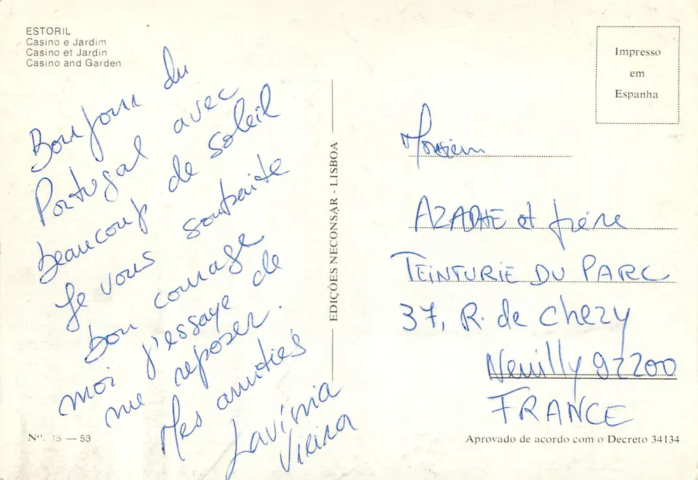 Estoril — Casino e Jardim — Edições Neconasar, n°15-53 - Verso