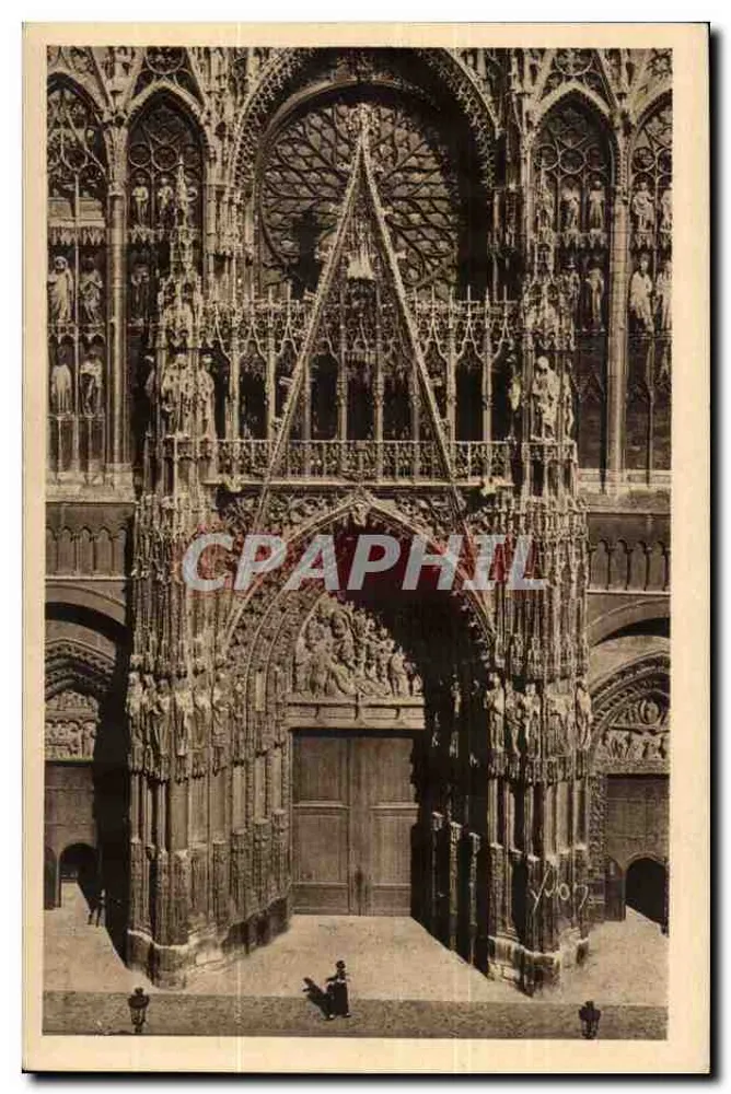 Portal of the Rouen Cathedral — detail — Art Edition YVON, Rouen, no. 22 - Front