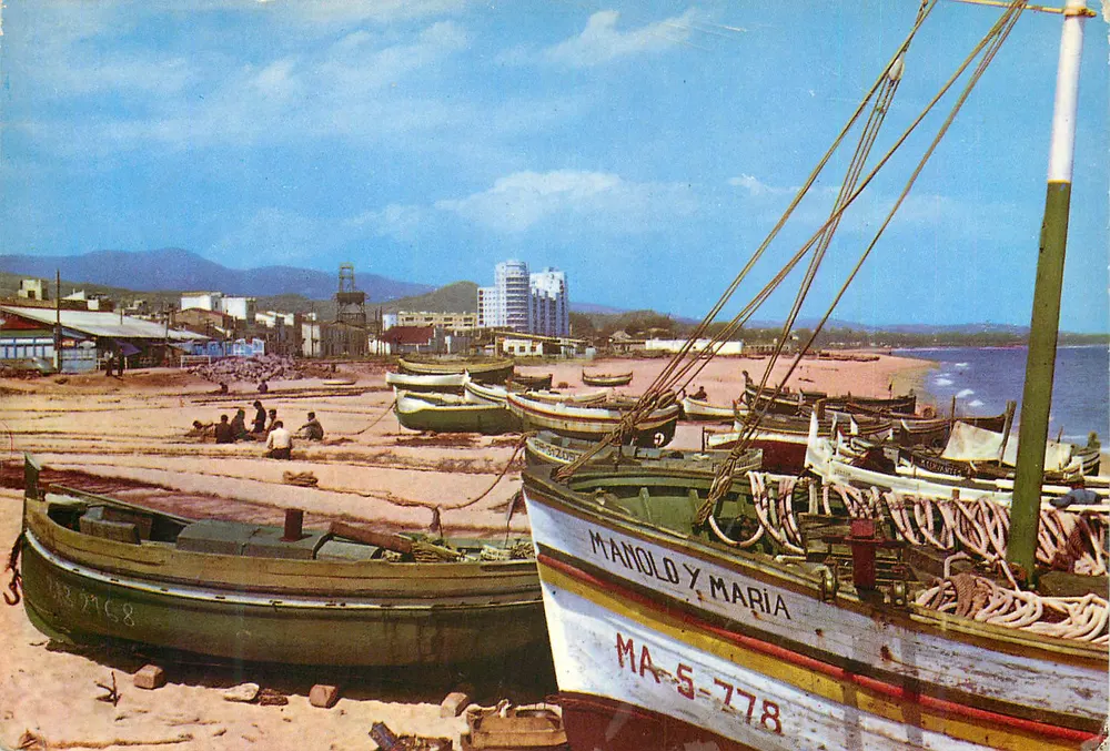 Praia de Santander — barcos de pesca — Fotocolor Valman, série D-774 - Frente