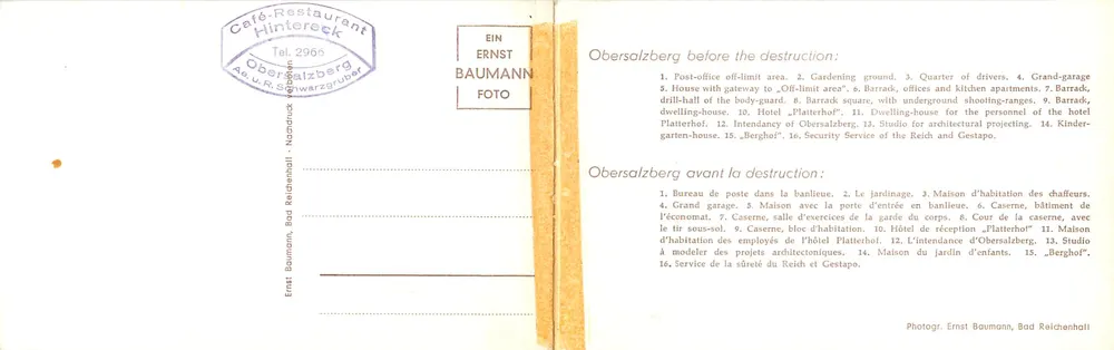 Obersalzberg before destruction — Ernst Baumann, Bad Reichenhall - Back