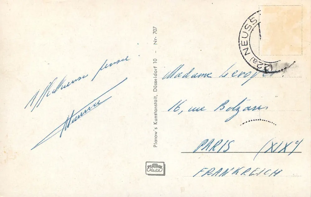 Neuss a. Rh. — Vista panorâmica — Piarow's Kunstanstalt, Nr. 707 - Verso