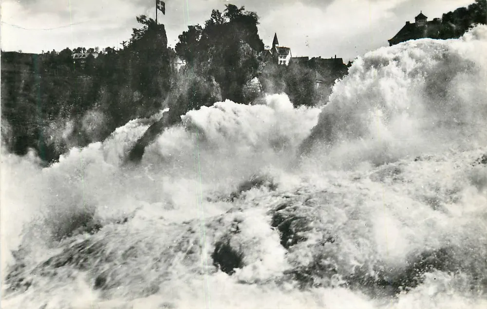 Cachoeira do Reno vista do Kanzeli — Castelo Laufen — editor Verlag: Kunsthändlung Schloss Laufen - Frente