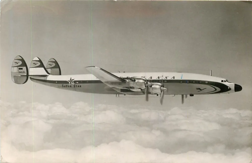 Avion Lufthansa Super Star — D-4LOL — éditeur A. Farkas - Recto