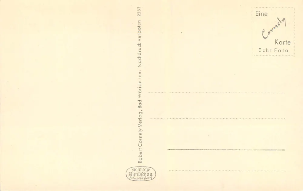 Vista delle tre croci alla fortezza di Cochem — Robert Cornely, n° 2232 - Verso