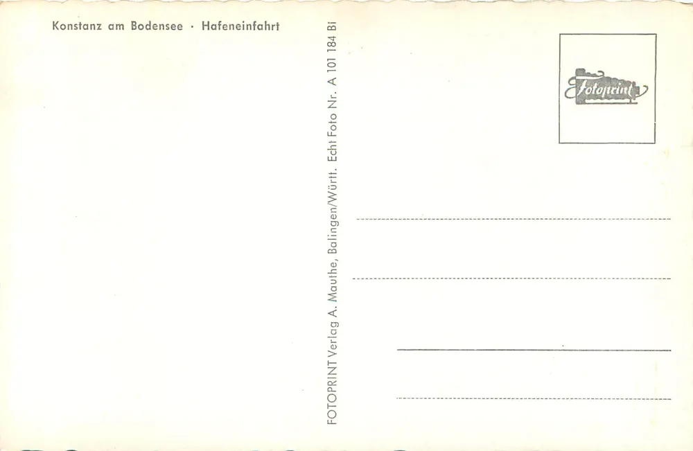 보덴호수의 콘스탄츠 — 항구 진입 — FOTOPRINT Verlag A. Maulhe, Balingen/Württemberg - 뒷면