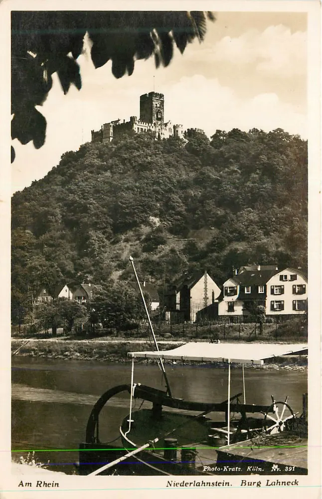 Am Rhein — Niederlahnstein, Burg Lahneck — Photo-Kratz, Köln, Nr. 391 - Vorderseite