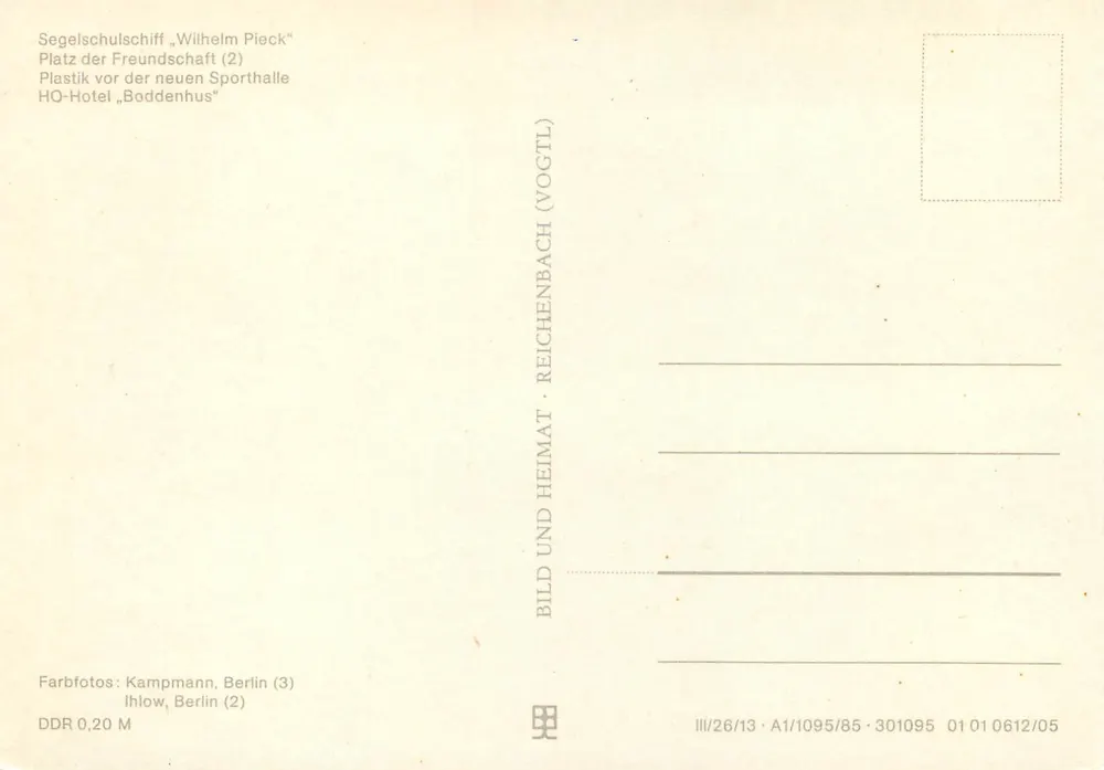 Greifswald — vista panorâmica — editor Kampmann, Berlim, n° de série III/26/13 - Verso