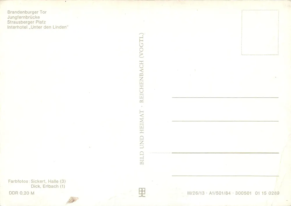 Berlin — Hauptstadt der DDR — éditeur Vogtl - Verso