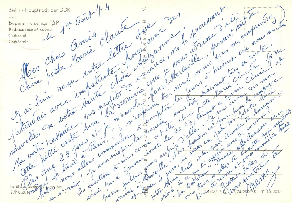 Berlino - Capitale della DDR — Cattedrale — Editore: Forbacher Schlager, n° 01 15 0013 - Verso
