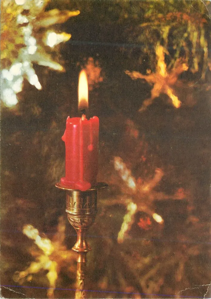 Rote Kerze angezündet — Weihnachtsdeko — Verlag Oberländischer Kunstverlag - Vorderseite