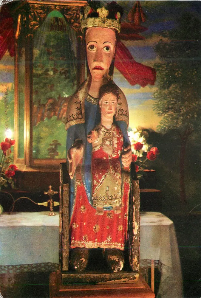 Virgem de Meritxell — estátua da Virgem com o Menino — Ediciones MAJORA, série B-9482-1964 - Frente