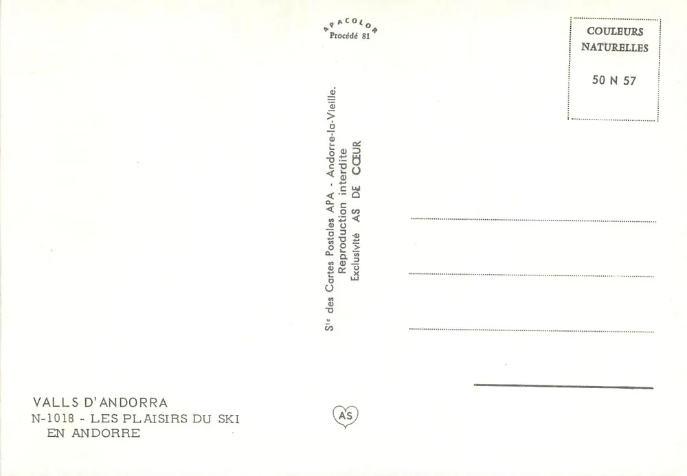 Andorra — Record von Andorra — Verlag APACOLOR, N° 1018 - Rückseite