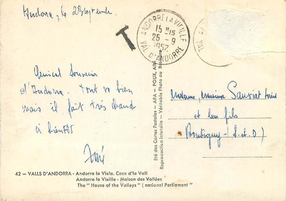 Andorra la Vella — Haus der Täler — Verlag APA - Rückseite