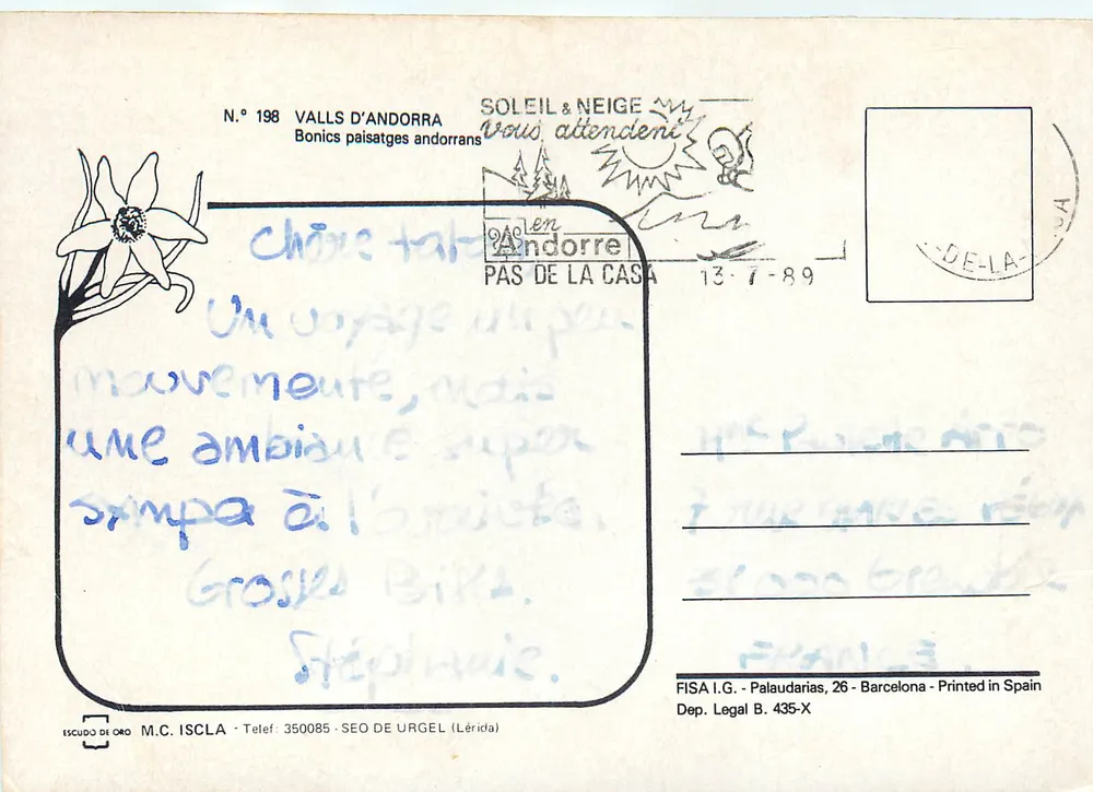 Andorre — Paysages et sites — M.C. ISCLA, N° 198 - Verso