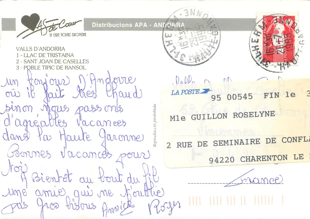 Andorra — Landschaften und romanische Kirche — Distribucions APA - ANDORRA - Rückseite