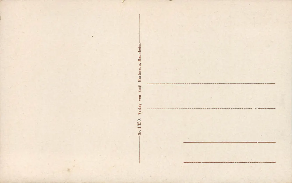 Neustadt an der Hardt — Südliche Villenpartie — Verlag von Emil Hartmann, Mannheim, Nr. 1350 - Rückseite