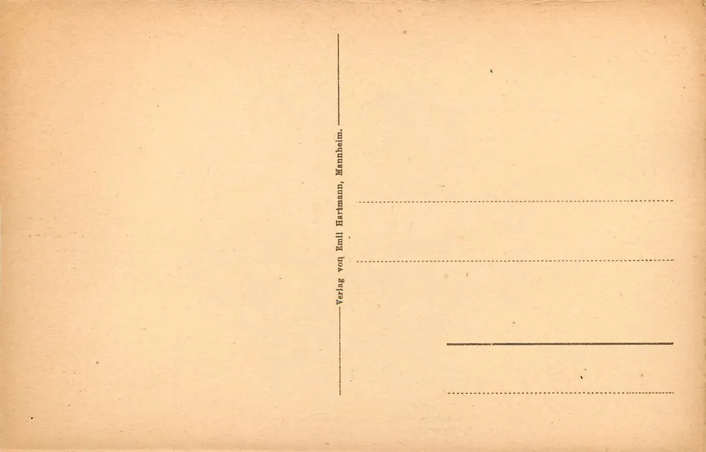Baden-Baden — vista do castelo antigo (Altes Schloß) — editor Emil Hartmann, Mannheim - Verso