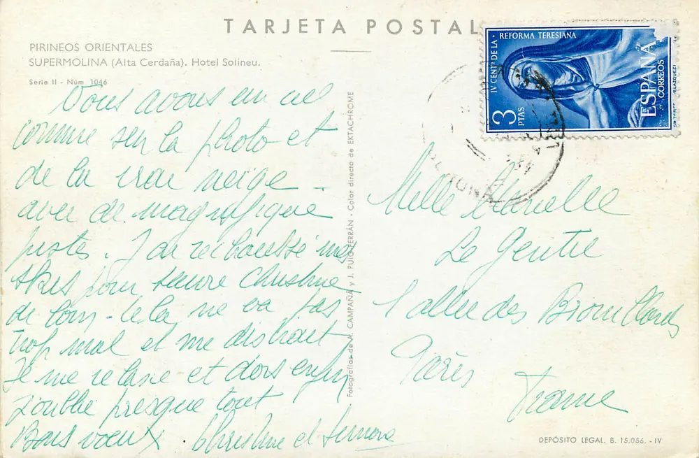 Supermolina (Alta Cerdaña) — Hotel Solineu — Verlag J. Puigcerrán, Serie II Nr. 1046 - Rückseite