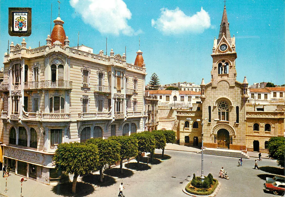 Melilla — Place M. Pelayo et église paroissiale — Éditions TISO Barcelona, n° 25 - Recto