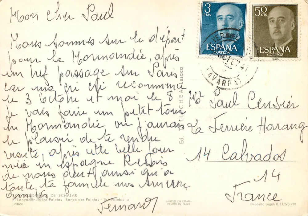 Lançador de paletas — Échalar — Ed. DELCHEA Lesaca - Verso