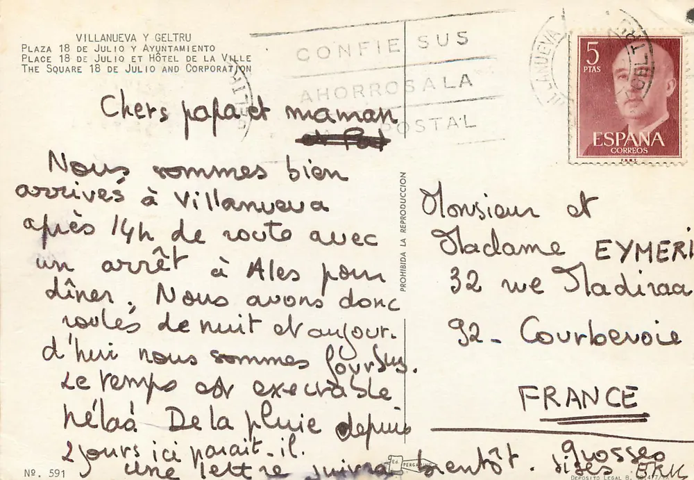 Villanueva y Geltrú — Place 18 de Julio — Editor desconhecido, n° 591 - Verso