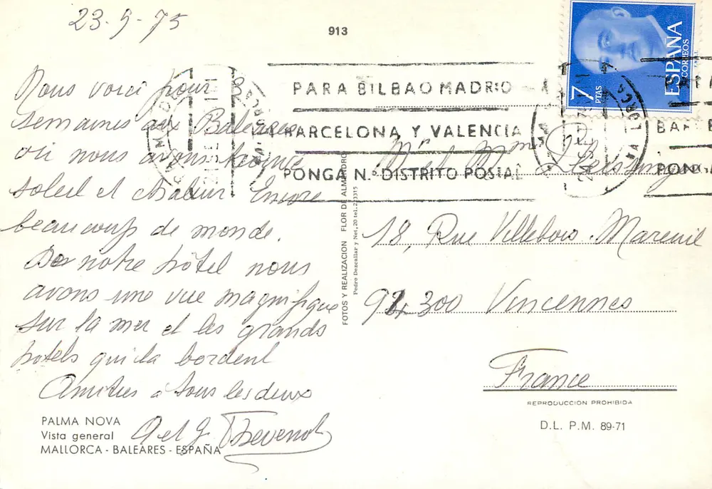 Palma Nova — Vista generale — Flor de Almoro, N° 2335 - Verso