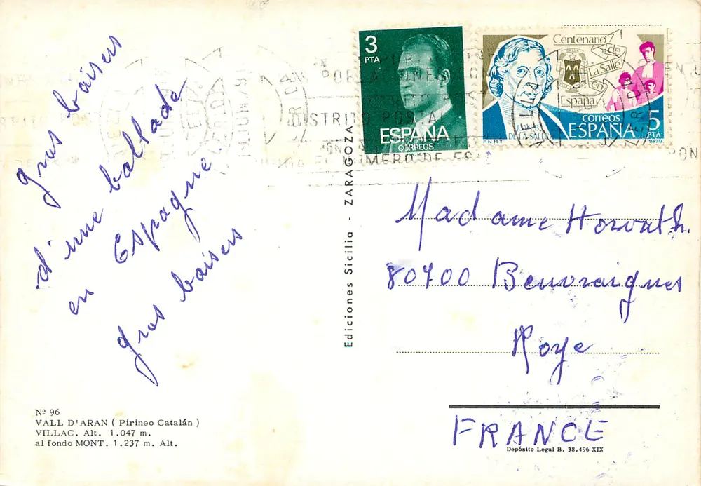Val d'Aran (katalanische Pyrenäen) — Panoramablick — Ediciones Sicilia, Nr. 96 - Rückseite