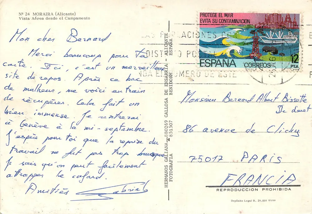 Moraïra — vue aérienne depuis le campamento — Hermanos Galloza, n°24 - Verso