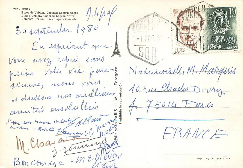 Picos de Urbion — Cascada Laguna Negra — Ediciones J.M. Zaragoza, n° 782 - Reverso