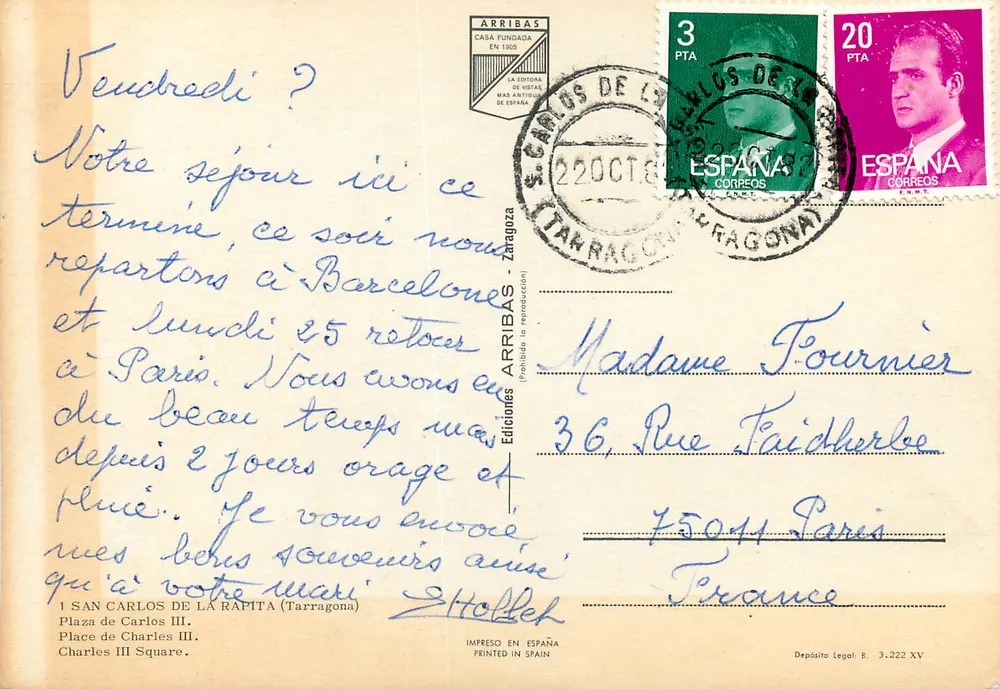 Platz von Carlos III — Tarragone — Editions ARRIIBAS - Rückseite