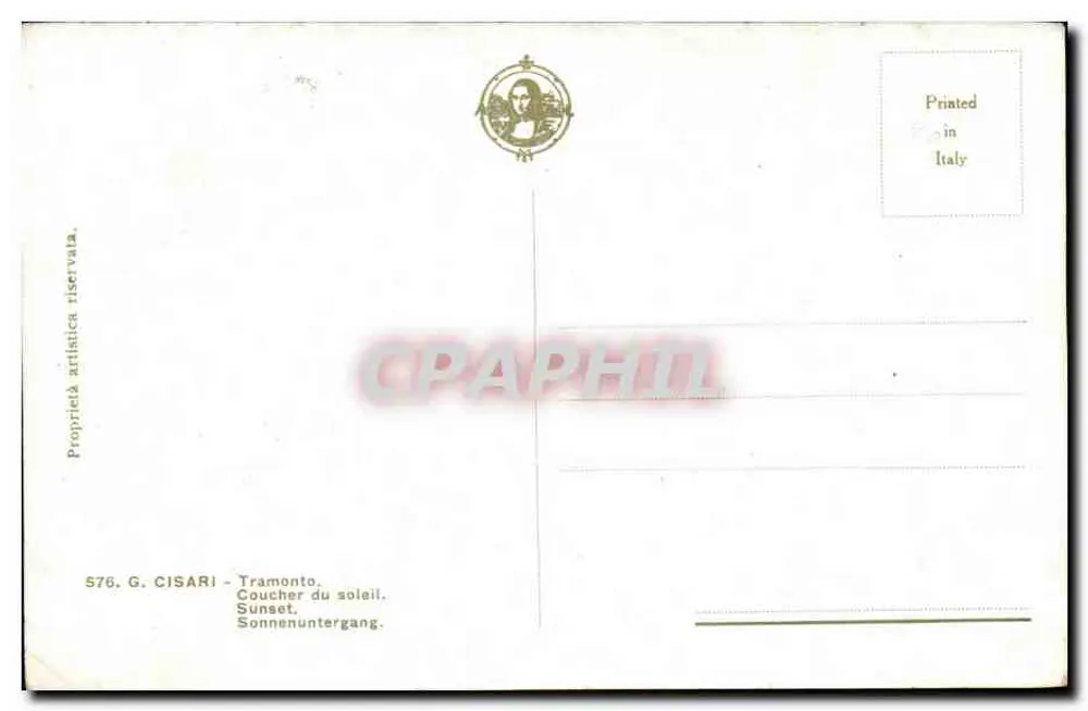 Coucher de soleil — Tramonto — G. CISARI, n° 576 - Verso