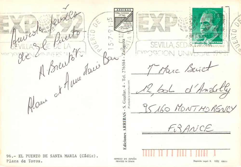 Plaza de Toros de Puerto de Santa María — Éd. ARRIIBAS, n° 96 - Verso