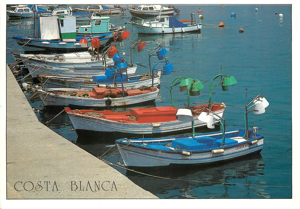 Barcos de pesca em Deiva — Costa Blanca — Siesta Cards - Frente