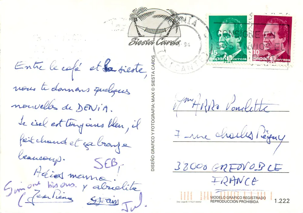 Barcos de pesca em Deiva — Costa Blanca — Siesta Cards - Verso