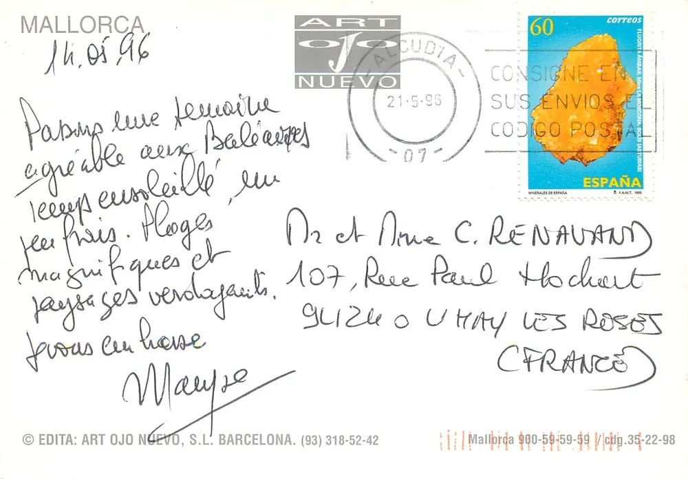 Duas carretas de madeira sob uma oliveira — Mallorca — Édita Art Ojo Nuevo - Verso