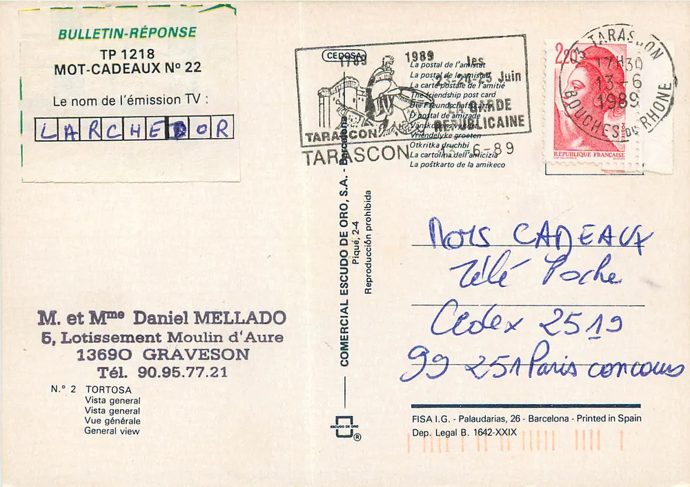 Tortosa — vista geral — Comercial Escudo de Oro, S.A. N° 2 - Verso
