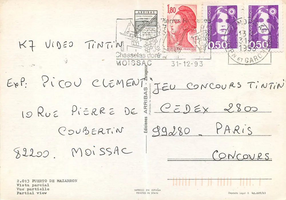 Haventje Mazarrón — gedeeltelijke weergave — Edities Arribas, n° 2.013 - Achterkant