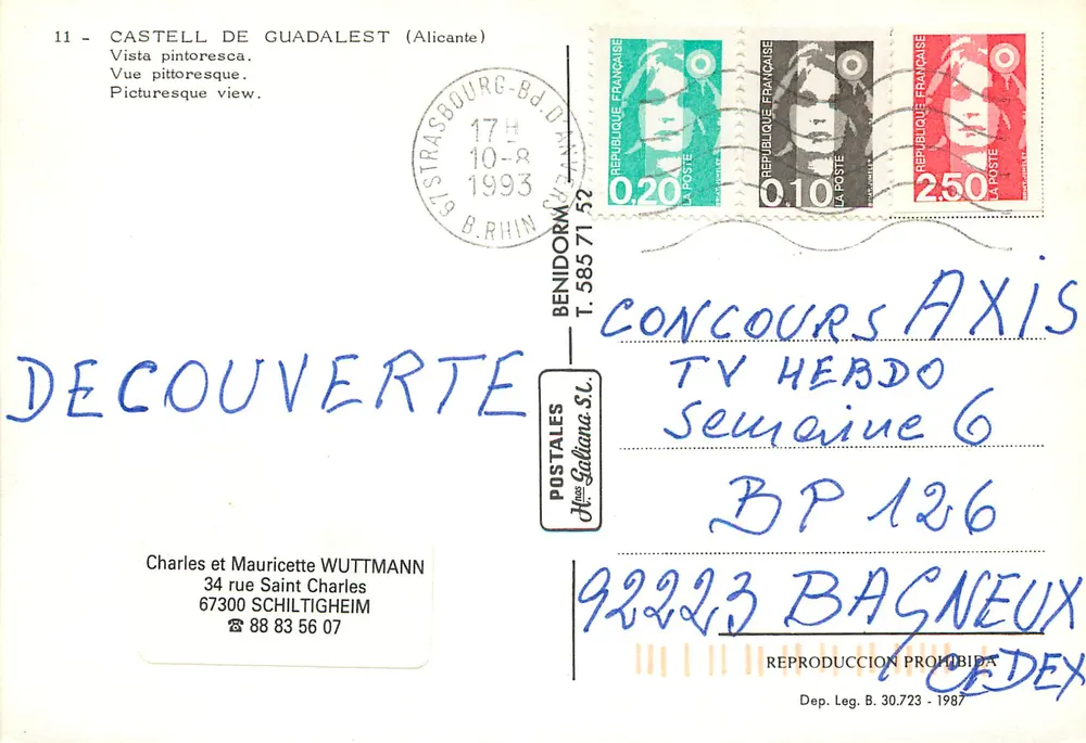 Guadalest — pittoreske Ansicht — Postales Galliana S.L. - Rückseite
