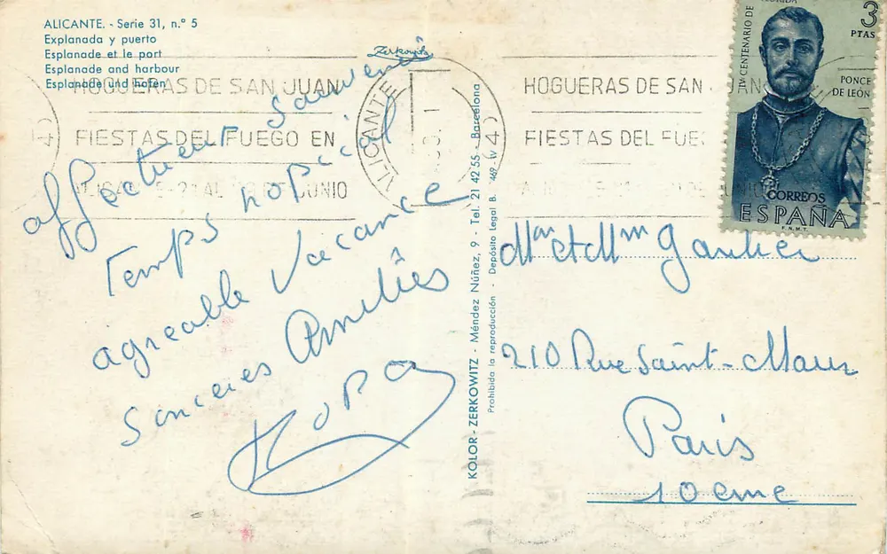 Alicante — Esplanade and port — Kolor, series 31 no. 5 - Back