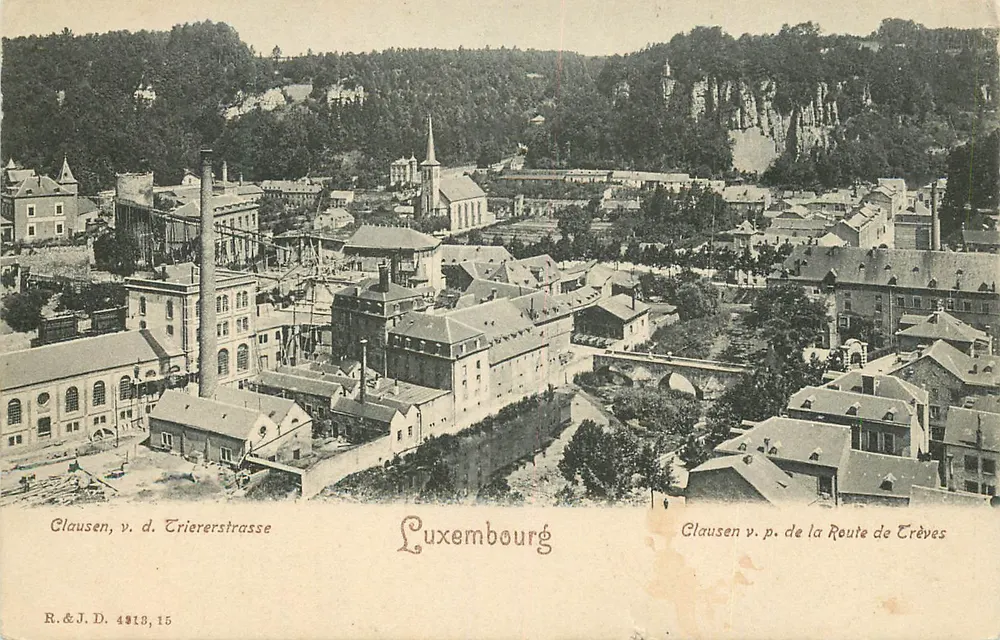 Clausen, vue de la Triererstrasse — vue de la Route de Trèves — R.&J.D. 4918, 15 - Recto
