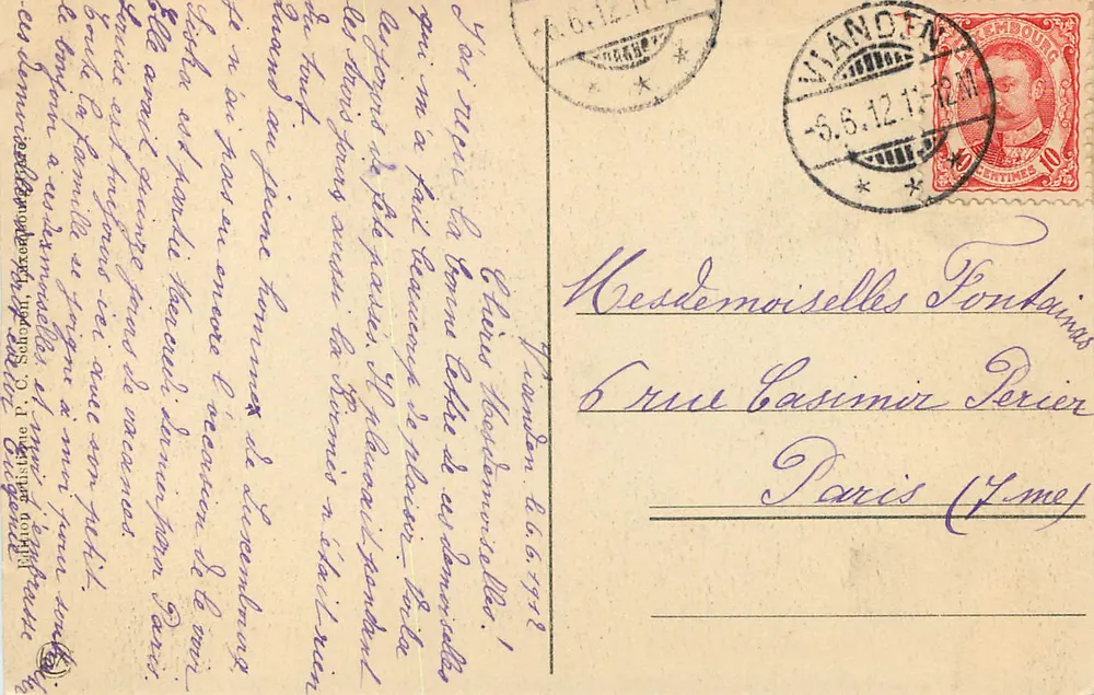 Luxembourg — Vue prise de Belle-Vue — éditeur non identifié, n° de série non visible - Verso