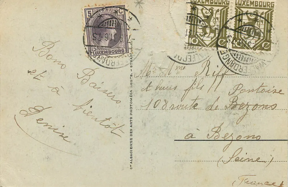Luxemburgo — Palácio Granducal — editor desconhecido, n° 15 - Verso
