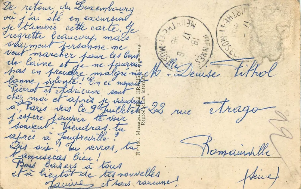 Luxembourg — Faubourg du Grund — Publisher Unknown - Back
